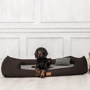 Ортопедичне собаче ліжко Tierlando® Linus Ortho Plus, 110x90 см, з віскоеластичною матрацом, штучна шкіра, коричневий колір