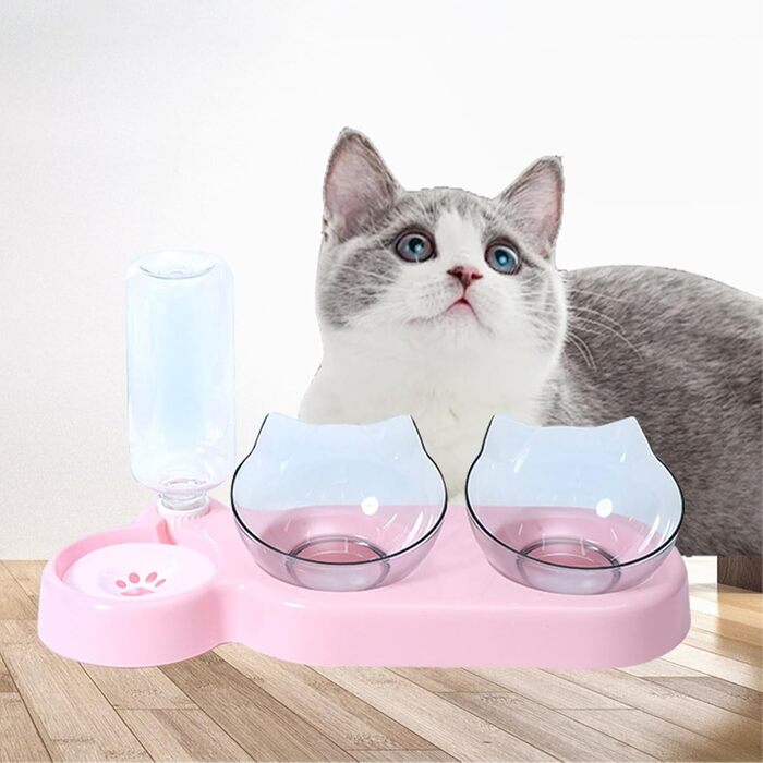 Автоматичний поїльник для котів та собак | Набір мисок з дозатором води | Безпечний, знімний, BPA-Free (Рожевий)