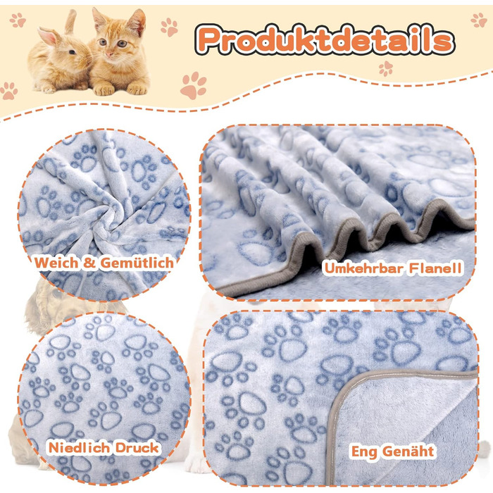 М'яка ковдра для собак та котів, 200x150 см, блакитна. Захист дивану, ковдра для подорожей.