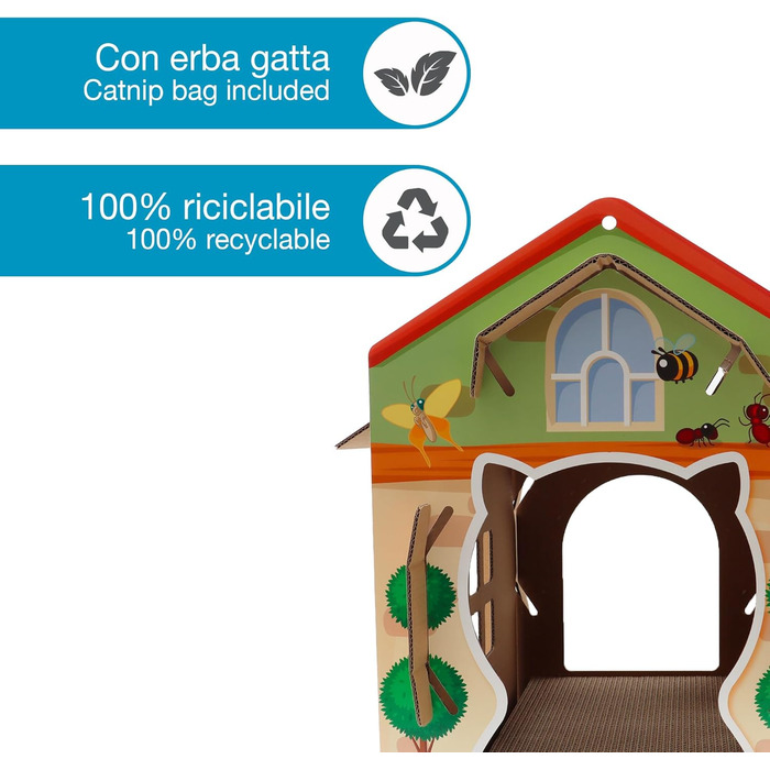 Дім-когтеточка Croci Villa Color для котів, 42x35x50 см, багатобарвний