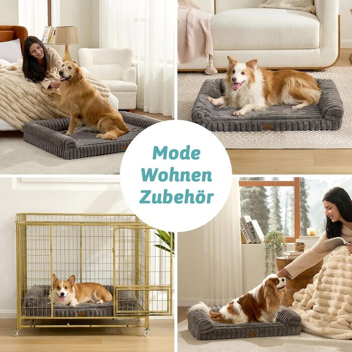 Ортопедичне ліжко для собак XL з штучного хутра, 110x80x17 см, сіре. Знімне, миється, водонепроникне, антиковзаюче.