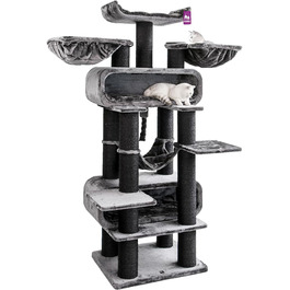 Дряпальня для котів Petrebels Maine Coon XXL, 210 см, з сизалю, чорного кольору