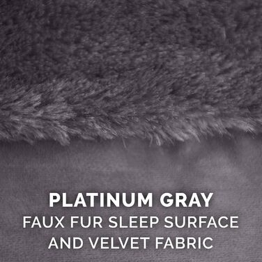 Крісло-лежанка для собак великих порід FurHaven з підголовником та знімним чохлом, плюш та оксамит, L-подібне, сірий колір, Jumbo/XL, 102 x 81 x 20 см