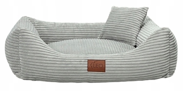 Лежанка для собак Leo4dog з вельветовим чохлом, що знімається для прання, сіра, розмір M (80x60 см)