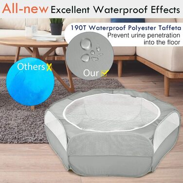 Pawaboo: Переносне вольєр для дрібних тварин - кроликів, котів, собак, хом'яків. Сітчаста переносна клітка з водонепроникним дном та блискавкою - сірого кольору