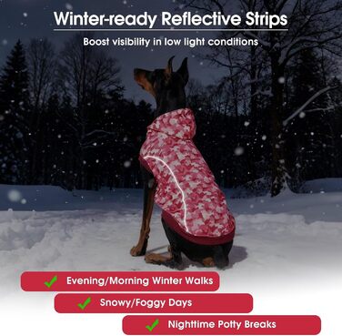Світшот для собак IECOii, теплий зимовий пуховик з отвором для повідка та світловідбиваючими смугами, худі для собак, теплий пуловер для собак, одяг для собак, флісовий пуловер (M-4XL) 3XL, рожевий