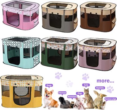 Складаний вольєр для цуценят та тварин, портативний вольєр для кошенят, цуценят, кроликів, L (Сірий) (Фіолетовий, 80*60*55 см)