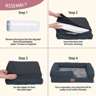Ортопедичне лежанка для собак Преміум класу з піною Egg Foam, XL, 89 x 63 x 17 см, темно-сірий. Зручна, з водонепроникним чохлом та петлею для перенесення. Лежанка-софа для собак, м'яка, знімний, пральний чохол.