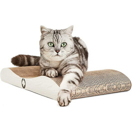 Кігтеточка CanadianCat Comet L XL, біла, картон, з котячою м'ятою, 60x29x7 см