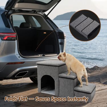 Сходинки для собак FurryPaws: 3-ступенева переносна драбинка для собак до ліжка та дивана, для маленьких та великих собак, ідеальна для подорожей, з неслизькою поверхнею