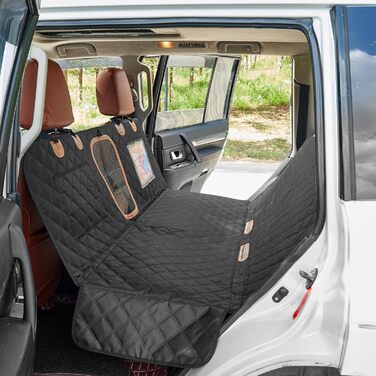 Захисний коврик для собаки в авто 137x147 см, з кріпленням на ремінь безпеки, водовідштовхуючий, стійкий до подряпин, чорний, для легкових автомобілів, позашляховиків, вантажівок