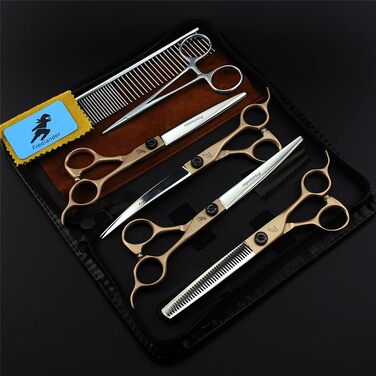 Набір професійних ножиць для грумінгу домашніх тварин 7,0 дюймів, з нержавіючої сталі 6Cr, для собак, легкі, гострі та довговічні