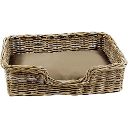 Корзина для собак Kobolo з ротанга з подушкою, 72x53x20 см