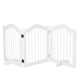 PawHut Dog Barrier Guard Configuration Guard Grid 3-Piece з двома опорними ніжками Стабільний Складний МДФ Білий 154.5x29.5x61 см | Аосом