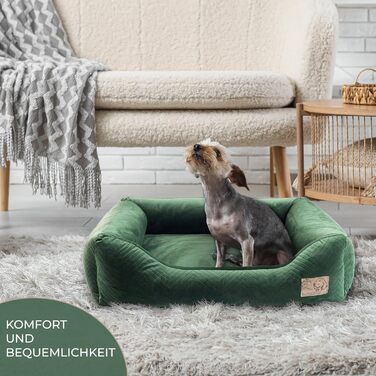 Ексклюзивне ліжко-диван для собак Boutique Zoo, мале, з подушкою, оксамитове, зелений колір, 63x55x19 см