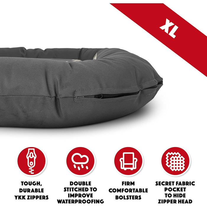 Преміум ортопедичне ліжко для собак, водовідштовхувальне, з ефектом пам'яті, знімні чохли, сірий колір (ZZZZZ), XL