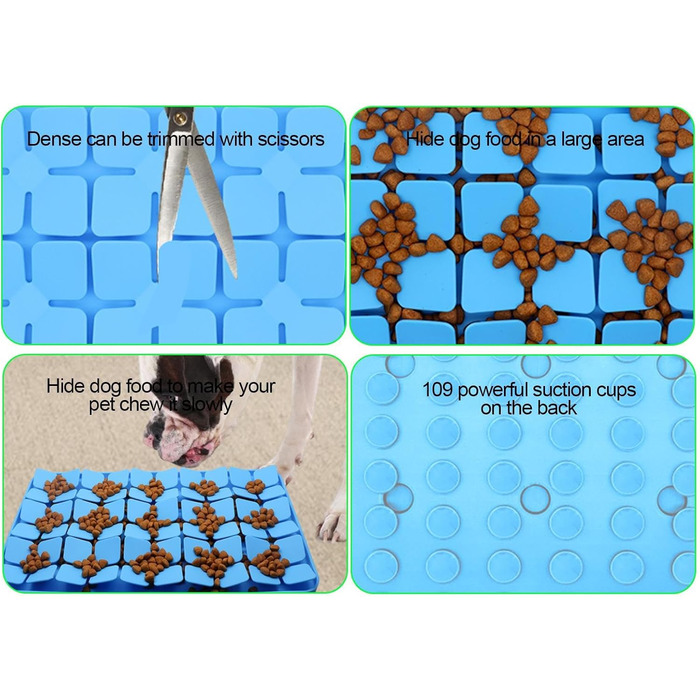 Килимок для ласощів для собак, силіконовий, з розширеннями, для зменшення нудьги, зелений (блакитний)