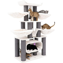 Дряпак для котів Petrebels Skyline XXL, 186 см, для великих котів (Мейн-кун), колір - off-white