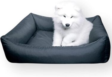 Водонепроникне собаче ліжко 4L Textil Koko для великих собак, корзина, знімний та пральний чохол, подушка, графіт (80x60 см, сірий)