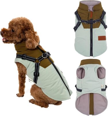 Водонепроникний теплий зимовий одяг для собак: куртка, жилет, плащ для маленьких та середніх порід, зелений