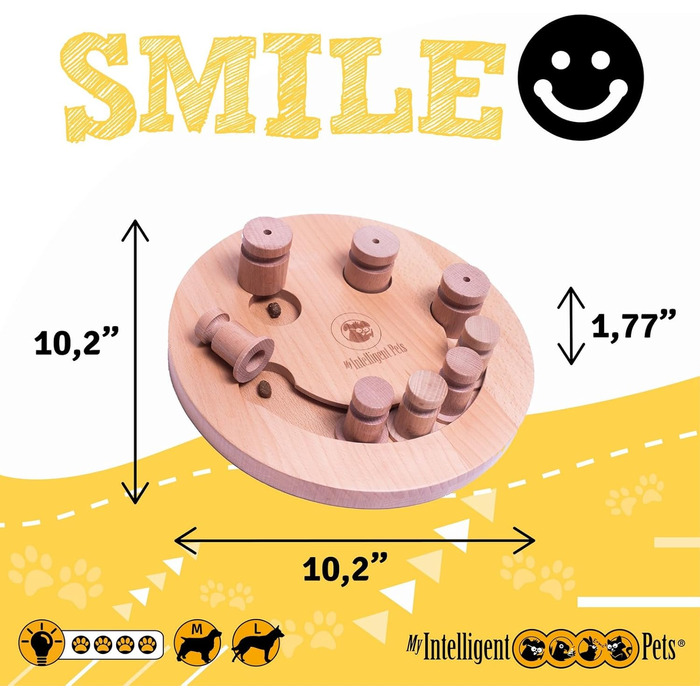 Інтерактивна дерев'яна іграшка для собак Smile – розвиваюча іграшка для домашніх тварин