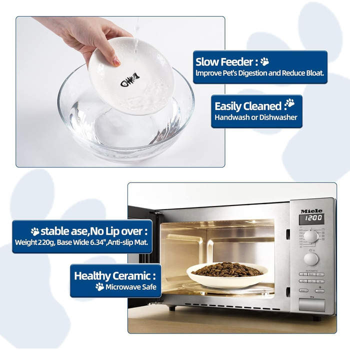 Набори мисок для котів з кераміки (2 шт.) - неслизькі, для зручного годування