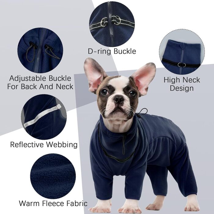 Теплий зимовий пуловер для собак з інтегрованим дзвоником, фліс, для малих, середніх та великих собак, зелений (L, Blue)