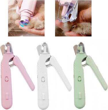 Триммер для обрізання кігтів домашніх тварин з LED-підсвічуванням для собак та котів. Безпечний інструмент для догляду, запобігає розшаруванню кігтів. Професійні ножиці для кігтів для маленьких собак. Зелений колір.