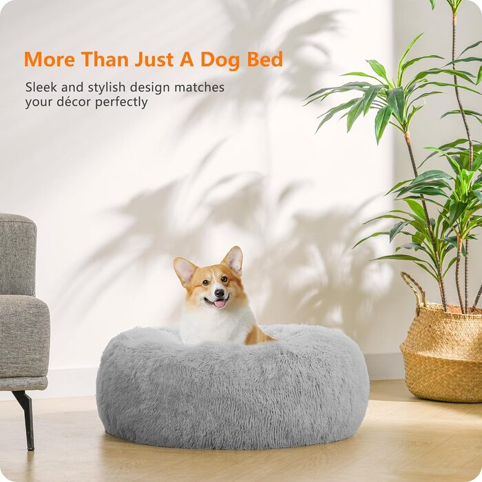 Ортопедичне ліжко для собак HMTOPE: кругле, м'яке, для собак та котів, 70 см, сірий колір