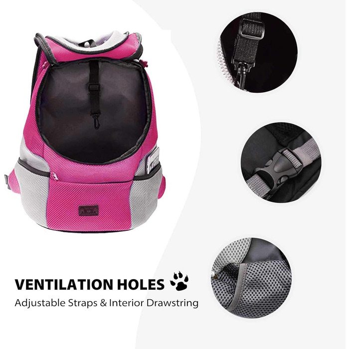PETCUTE Рюкзак для тварин, переноска для собак та котів, рожевий (38 x 20 x 42 см)