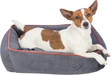 Ліжко для собак TRIXIE Romy, 55x45 см, сіре - м'яке крісло-лежанка з велюру, кошик для маленьких собак, неслизьке та пральне - 37665