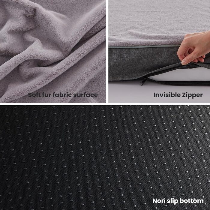 Ортопедичне ліжко для собак з memory foam, літо-ліжко для великих собак, миється, з штучним хутром, водонепроникне, XXXL (127 см), бестселер: м'який плюш XXX-Large: 50' x 34' x 4'