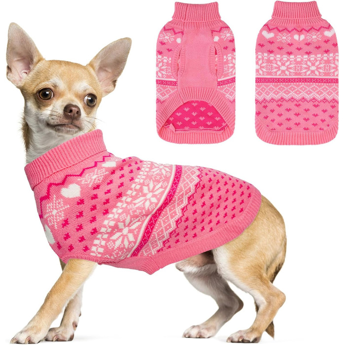 Пуловер для собак SCENEREAL: теплий, стильний, для зимових пригод. Розміри XS, S, M. Зі сніжинками. Підходить для цуценят, дівчаток та хлопчиків.