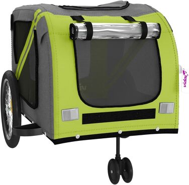 Причіп для велосипеда для собак та котів, зелений та сірий, Oxford-Gewebe та метал