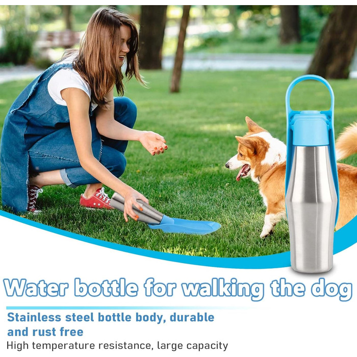 Водяна пляшка для собак Taozoey 750 мл, антибактеріальна, не протікає, для подорожей, прогулянок, кемпінгу (зелена/блакитна)