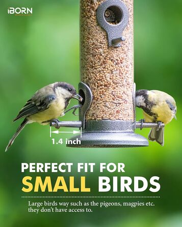 Годівниця для птахів iBorn, металева годівниця для підгодовування з 6 місцями для підльоту, 38 см, срібна