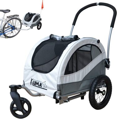 Papilioshop Kuma: візок для собак, причіп для велосипеда, а також переносний лежак для тварин. Легкий та стабільний, ідеальний для прогулянок та транспортування. Сірий колір.