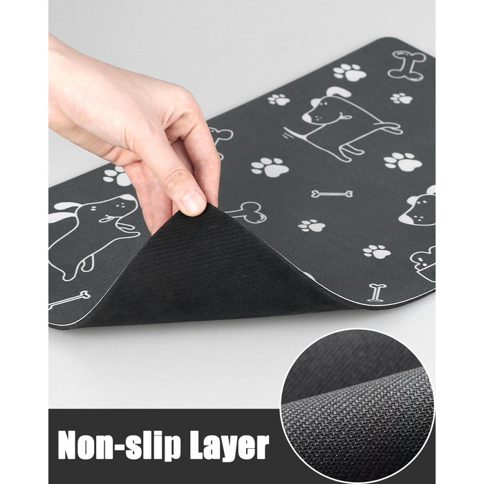 Нековзна килимок під миску для собак та котів: чорний, 40x60 см. Швидковисихаючий, легко миється. Килимок для годівлі тварин