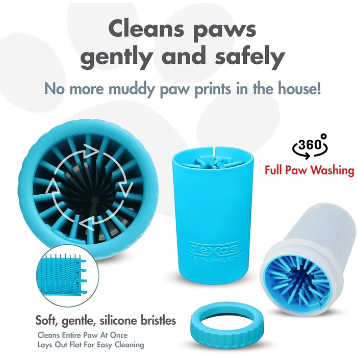 Dexas MudBuster: портативний очищувач лап для собак, блакитний, розмір M