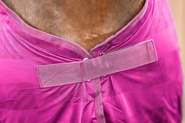 Захисна ковдра для коней Equinate Guardian з перехресною стропою та підстилкою на хребті - ковдра від екземи з ефективним захистом від комах - ковдра для випасу (Raspberry, 135 см)