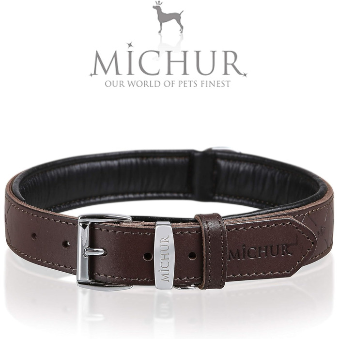 MICHUR нашийник для собак з натуральної шкіри, коричневий, різні розміри