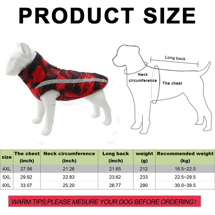 Водонепроникний собачий плащ: тепла зимова куртка, жилет для собачого спорту, одяг для домашніх тварин з отвором для шлейки, світловідбиваючими смугами, середній/великий розмір, вітронепроникний костюм, одяг для собак, білий/чорний (5XL, червоний)