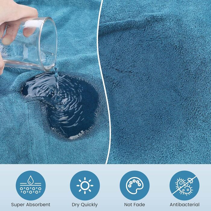 Рушник для собак PETTOM з мікрофібри, швидковисихаючий, бавовняний, супер вбираючий (L, блакитний)