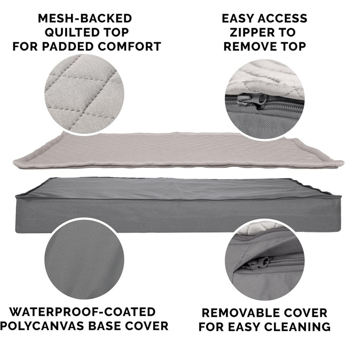 Гірчичне собаче ліжко Furhaven з охолоджуючим гелем, водонепроникне, для собак середніх та маленьких порід (до 15,9 кг), знімний, пральний чохол, для дому та вулиці, розмір L (102 x 81 x 10 см)