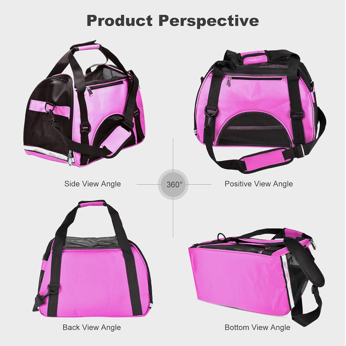 PETCUTE Сумка-переноска для собак і котів, рожева, 50 x 23 x 34 см