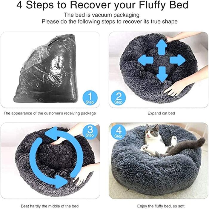 Кругле ліжко для собак та котів Chickw1, тепле м'яке ліжко-подушка Donut, миється, не слизьке, для маленьких, середніх та великих собак (світло-сірий, 80 см)