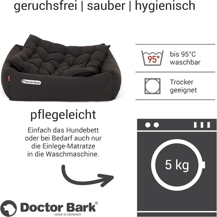 Ортопедичне ліжко для собак Doctor Bark - миється до 95°C, гігієнічне, без запаху, з м'якою підстилкою для собак середніх порід (S - 70x60 см, Коричневе)