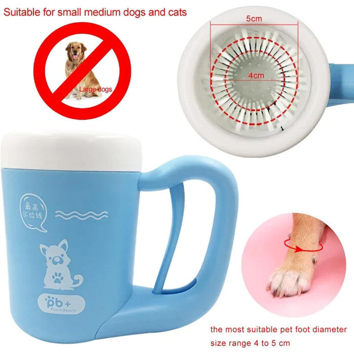 Очисник лап для собак з 3 рушниками, портативний, силіконовий, рожевий/блакитний Roa (M)