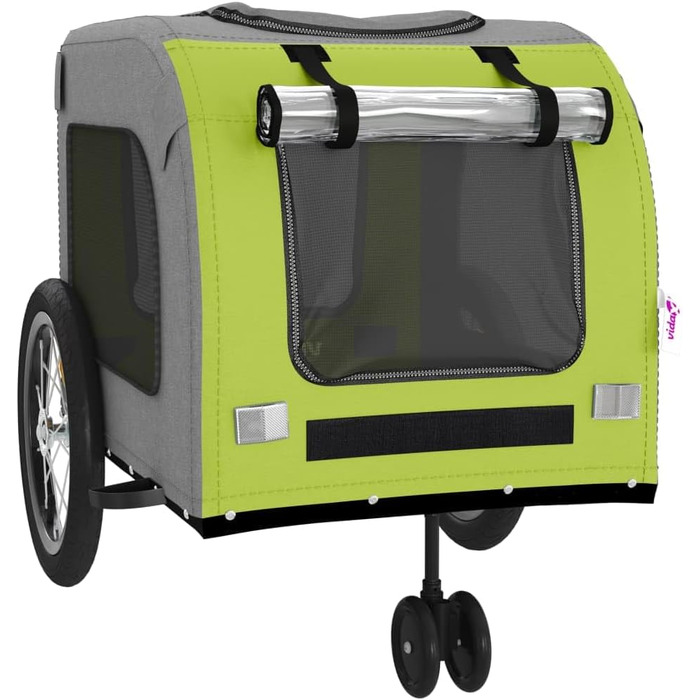 Причіп для тварин на велосипед, Oxford, тканина та метал, помаранчевий та сірий (63 x 121 x 65 см)