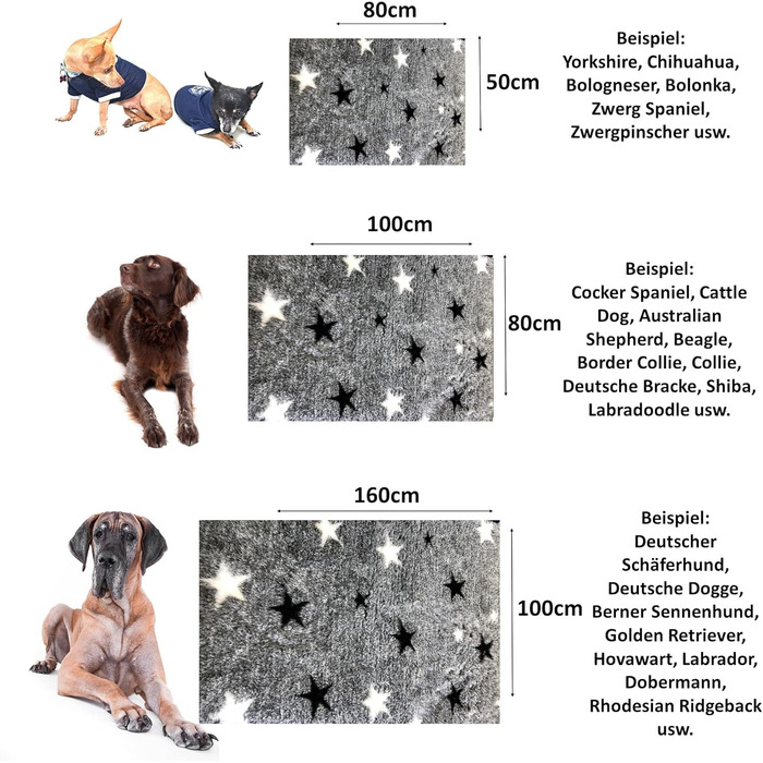 Килимок для собак Elropet Premium 30mm, неслизький, S/M/L для маленьких та великих собак, Vet Bed, найвища якість (S 80cm X 50cm, сірий зірки)